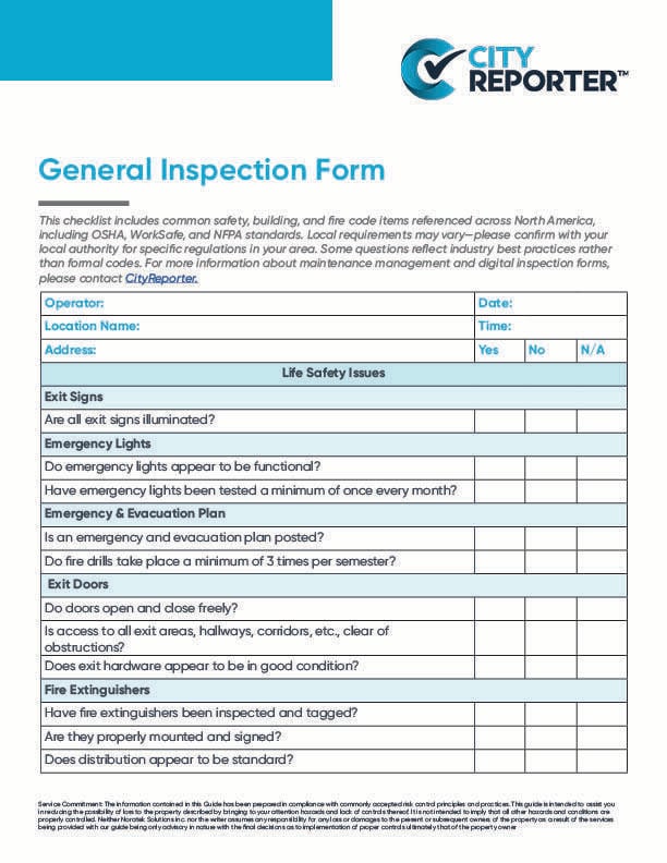 Free Inspection Form: General Occupational Health & Safety