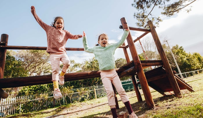 two children wood playground